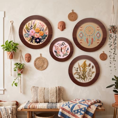 Wenqik 6 Pcs Wood Embroidery Frames for Cross Stitch, 8 Inch, 6 Inch