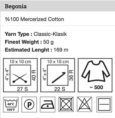 Yarn Art Begonia 100% Mercerized Cotton, Lot of 5 Skein (Pack),Total