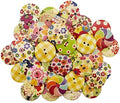 50Pcs 30mm Mixed Wooden Buttons in Bulk Buttons for Crafts Button