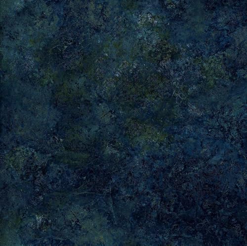 Dark Blue, Hints of Green, Sienna Marble Design, Fabric, 100% Cotton