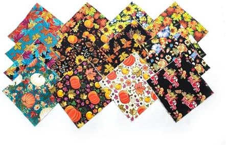 96 Piece Fall Harvest Autumn Charm Pack, Pre-Cut 5" x 5" 100% Cotton