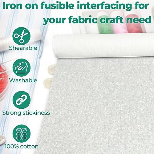 PLANTIONAL Light Weight Woven Cotton Fusible Interfacing,16.1" X10 Yd