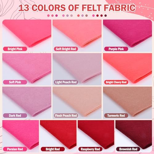 XSEINO 13 Rolls 8"x35" 1.4mm Thick Soft Felt Fabric Sheet 13 Assorted