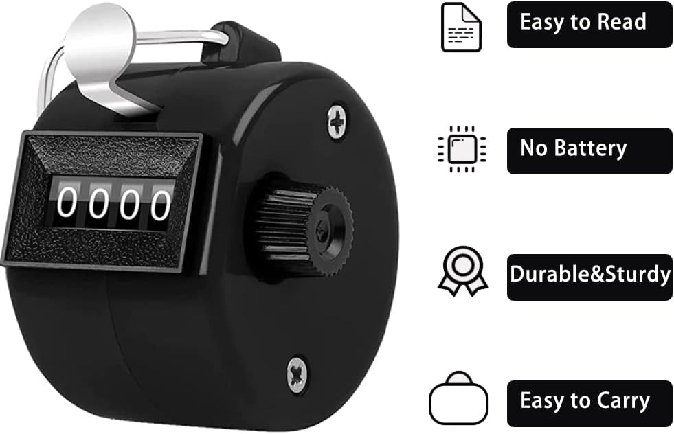 Counter Clicker 4-Digit Number Count, Handheld Mechanical Counters