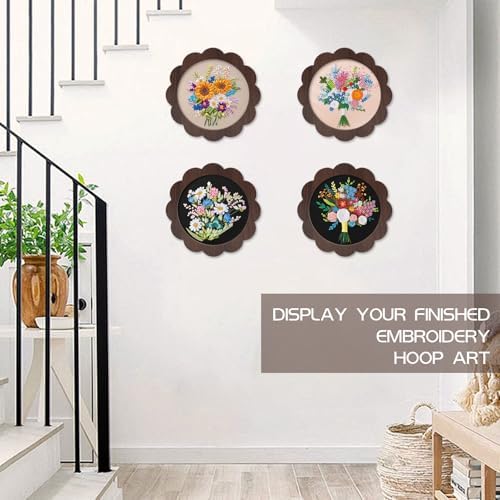 Kuabiz 8 Pcs 8 Inch Wood Embroidery Hoop Frame with Embroidery Hoops