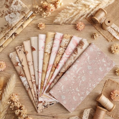 Tatuo 30 Pcs 10 x 10 Inch Dusty Rose Brown Cotton Fabric Bundle