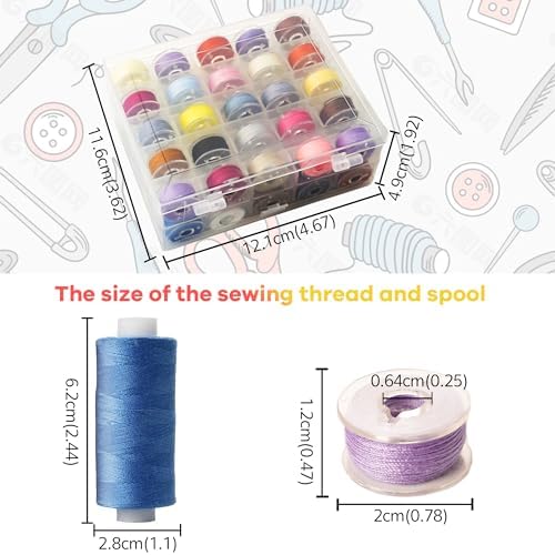 100Pcs Bobbins Sewing Threads Kit 50 Colors 500 Yards Sewing Polyester