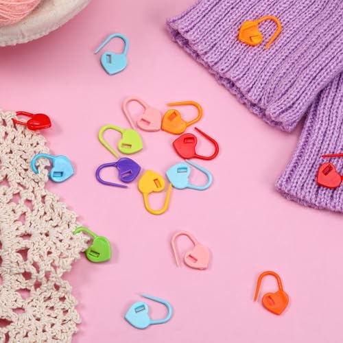 100 Pcs Crochet Stitch Markers Plastic Knitting Stitch Markers Heart