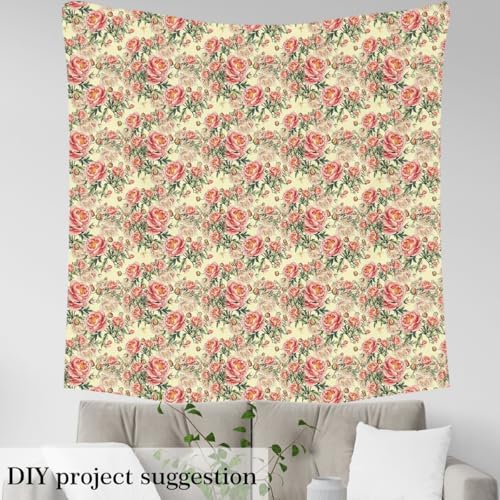 Retro Flowers Fabric by The Yard Pink Wild Blooming Floral No Stretch