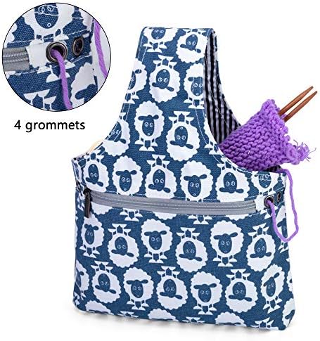 Teamoy Knitting Bag Tote, Travel Crochet Project Wrist Bag, Small