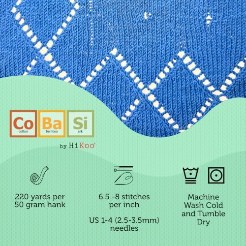 HiKoo CoBaSi Sock Yarn, Cotton, Bamboo, Silk, 50g, 220 yd, #101