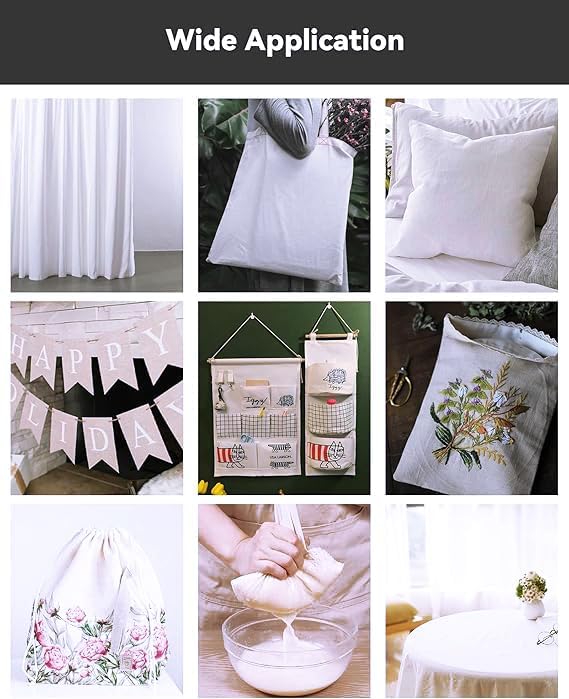 5 Yard 100% Cotton Muslin Fabric, 48" Wide, Medium Weight - White