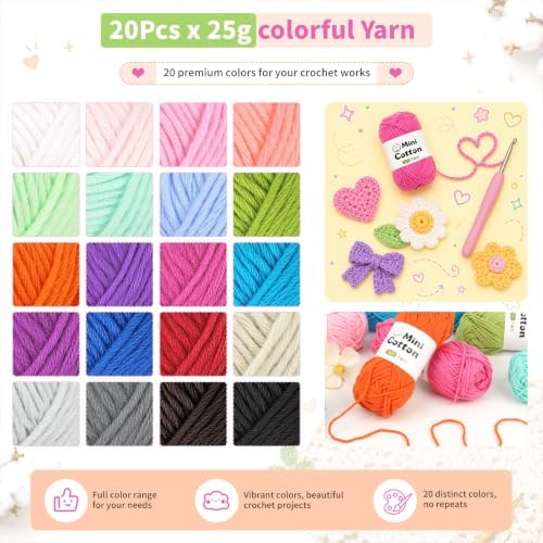 Coopay 1OO% Cotton Yarn for Crocheting & Knitting, Fine Cotton Crochet