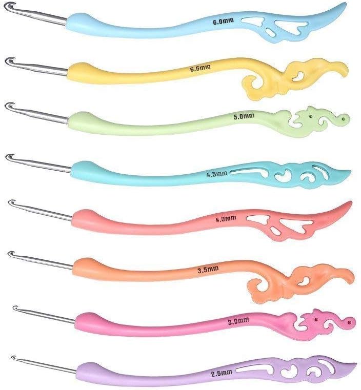 COPYLOVE Crochet Hooks Ergonomic Soft Handles,8pcs Retro Crochet Hooks