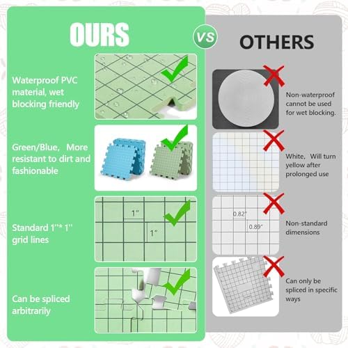 CraftyManor 9 PCS Blocking Mats for Knitting & Crochet Projects