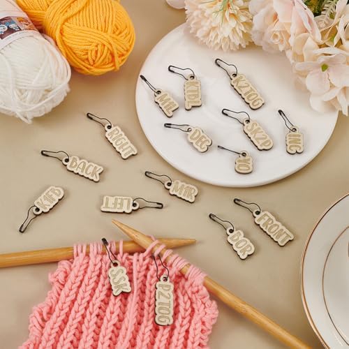 FINGERINSPIRE 16 Pcs 16 Styles Wood Rectangle Stitch Markers