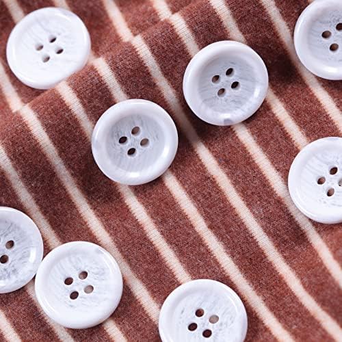 100 Pcs Large 5/8 inch White Buttons for Sewing - Round Resin Flatback