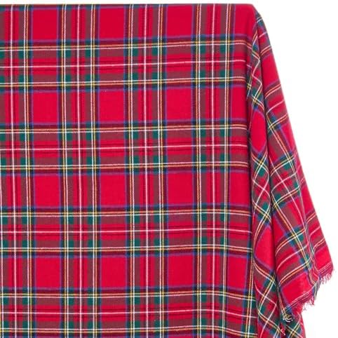 Flannel Brushed Tartan Plaid Fabric Geometric Hypoallergenic Cotton