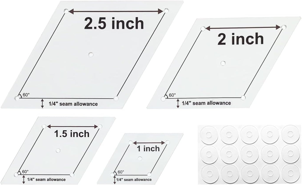 4 Sizes 60 Degree Diamond Quilting templates for Quilting with 1/4