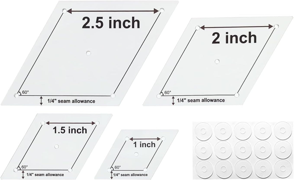 4 Sizes 60 Degree Diamond Quilting templates for Quilting with 1/4