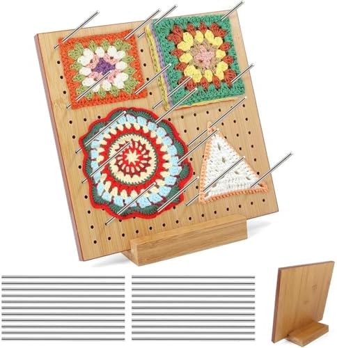 JTJIYN 1PCS Wood Crochet Blocking Board Kit with Stainless Steel Rod