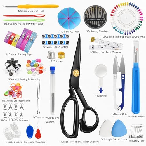 SUTQIGUI Sewing Kit for Adults with Heavy Duty Fabric Scissors