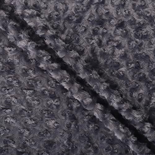 Mook Fabrics Plush Rose Minky Fabric, Grey Cut by The Yard
