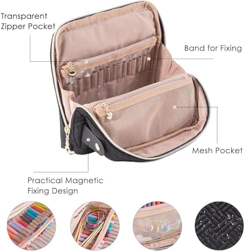 Elfzone Empty Crochet Hook Case Organizer Stand Up Bag 15mm Needles