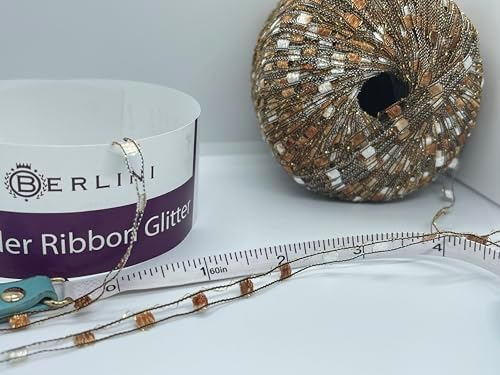 Berlini Ladder Ribbon Glitter Yarn - 50 Grams (1.75 Ounces), 142 Yards