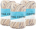 Lion Brand Yarn, Pima Cotton Crochet Yarn, Pink Mist, Multi Stripes