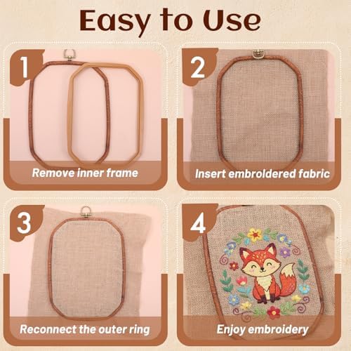 Tucnoeu Resin Embroidery Hoops, 10 x 7 Inch Vintage Cross Stitch Hoops