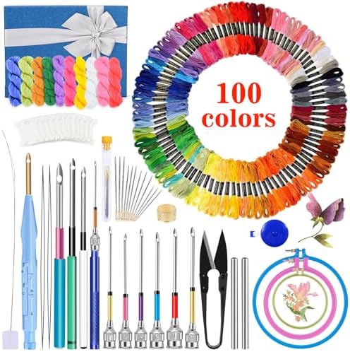 JUPEAN 156-Piece Punch Needle Embroidery Kit