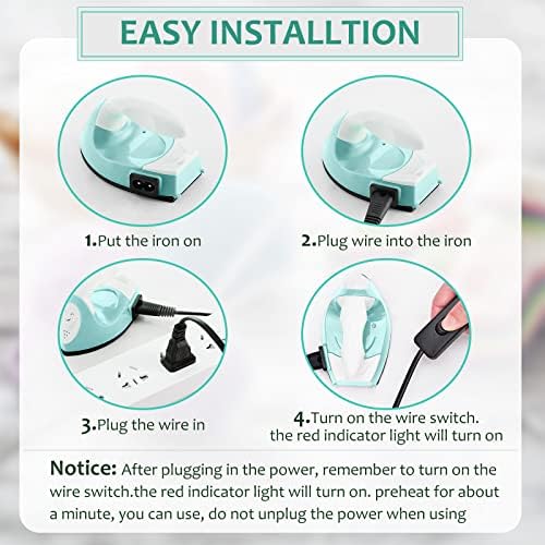 Honoson Mini Craft Iron with Charging Base Tiny,Mint Green