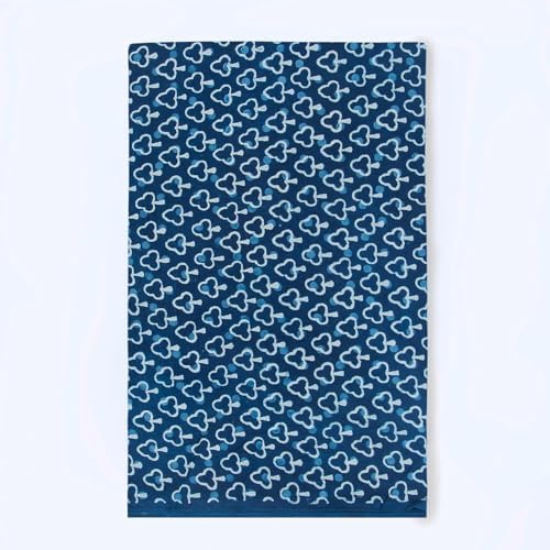 Hand Block Printed Cotton Fabric by The Yard- 1 Yard Indigo Blue