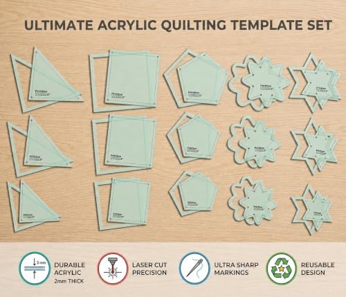 Acrylic Quilting Template Set 5 Pieces for Patchwork Sewing & Craft