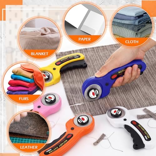 Lothee 15 Pcs Rotary Cutters 45mm Blade Bulk Fabric Cutter Rotary