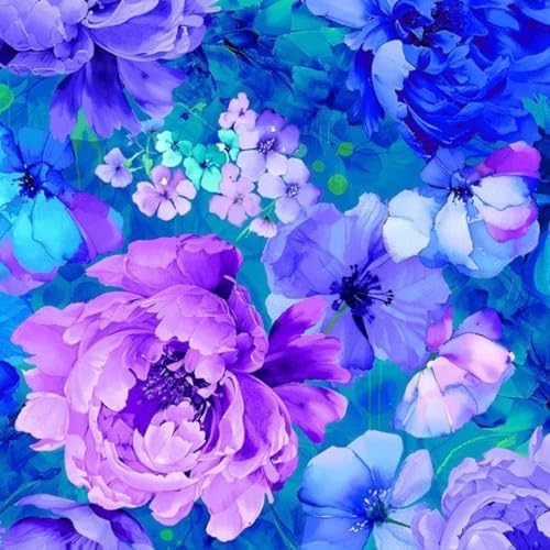 Timeless Treasures Bellagio Purple and Blue Packed Flower Cotton