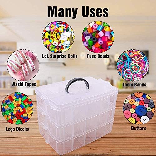 Bead Organizer 3 Tier 30 grid Stackable Craft Tackle Storage Container