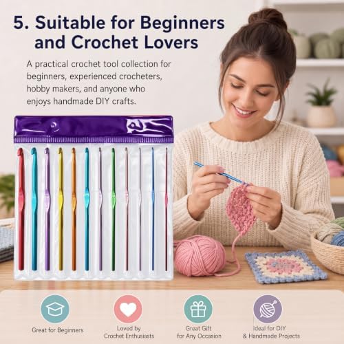 Meikeer 12pcs Crochet Hook Set, 2.0-8.0mm