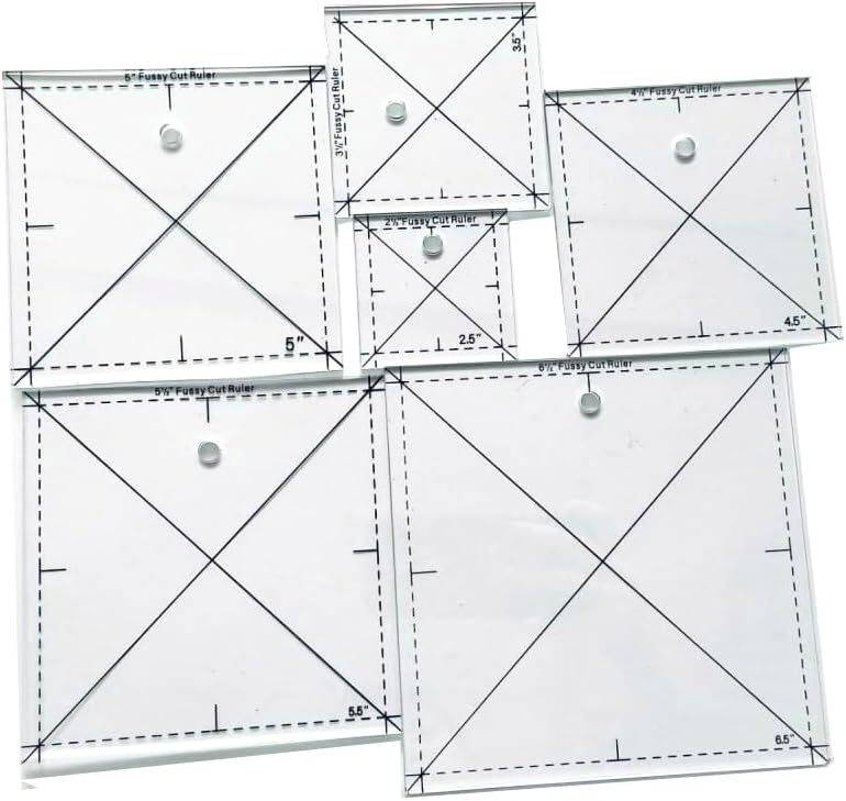 6Pcs Acrylic Fussy Cut Ruler for Precise Cutting, Quilting, and