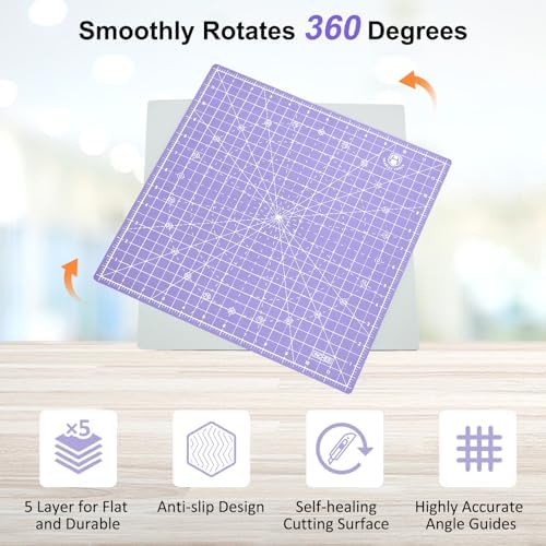 Headley Tools 12"x12" Rotating Cutting Mat, Self Healing Mat with