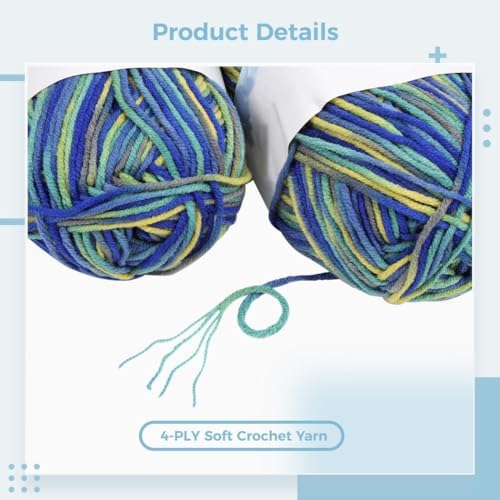 Set of 6 Colorful Crochet Yarn Balls for Knitting and Crafting