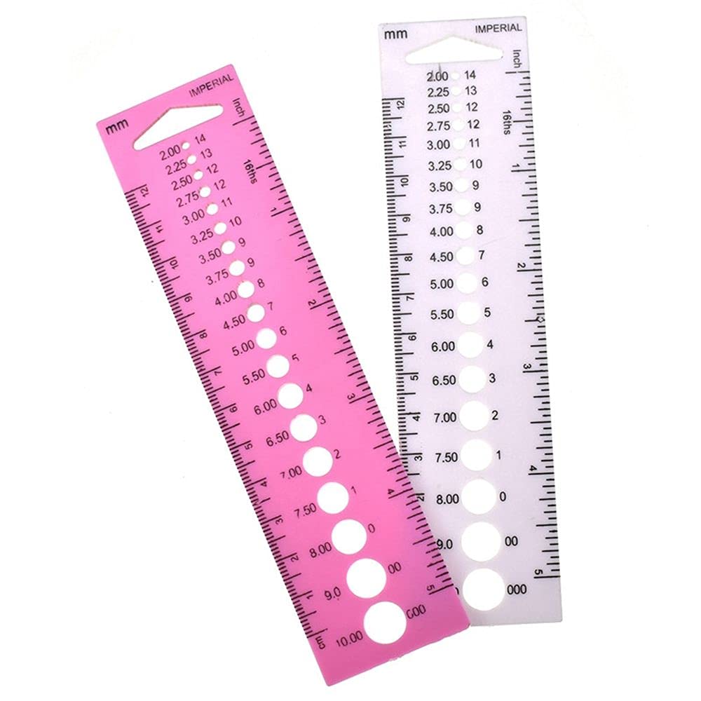 4Pcs Plastic Knitting Needle Gauge Ruler, All in One Knitting Needle