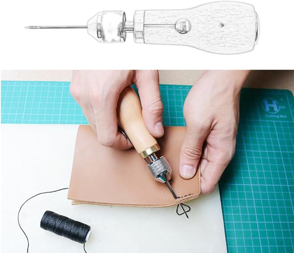 Sewing Awl Hand Stitcher Repair Tool Kit for Leather and Heavy Fabrics