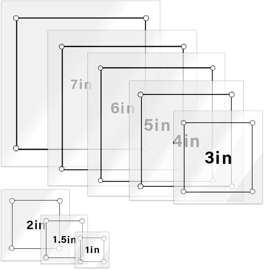AHANDMAKER 8 Pcs Clear Acrylic Square Quilting Rulers and Templates 8