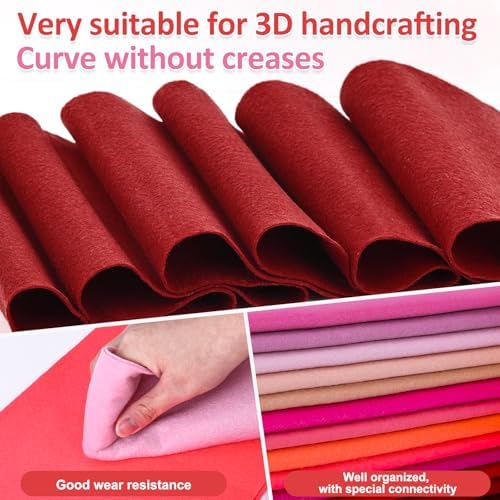 XSEINO 13 Rolls 8"x35" 1.4mm Thick Soft Felt Fabric Sheet 13 Assorted