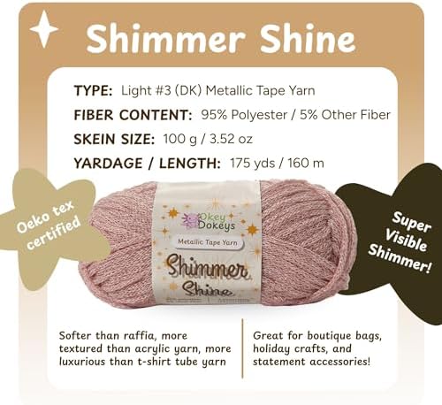 Metallic Glitter Yarn Size 3 300g/525yds, 95% Metallic Polyester and