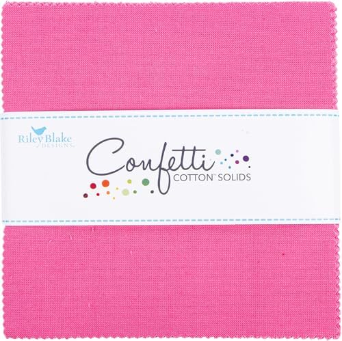 Confetti Cotton Solids Riley Hot Pink 42 5-inch Squares Charm Pack