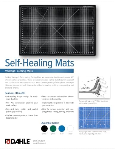 Dahle Vantage 10673 Premium Self-Healing Cutting Mat, 24"x36", 1/2"