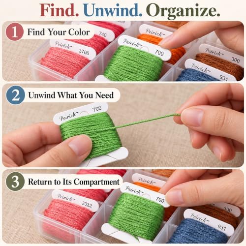 Peirich Embroidery Floss Kit with Pre-Wound Bobbins, Friendship